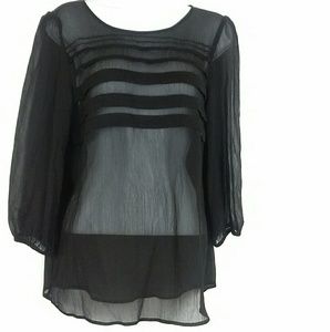 Loft black semi sheer blouse size M